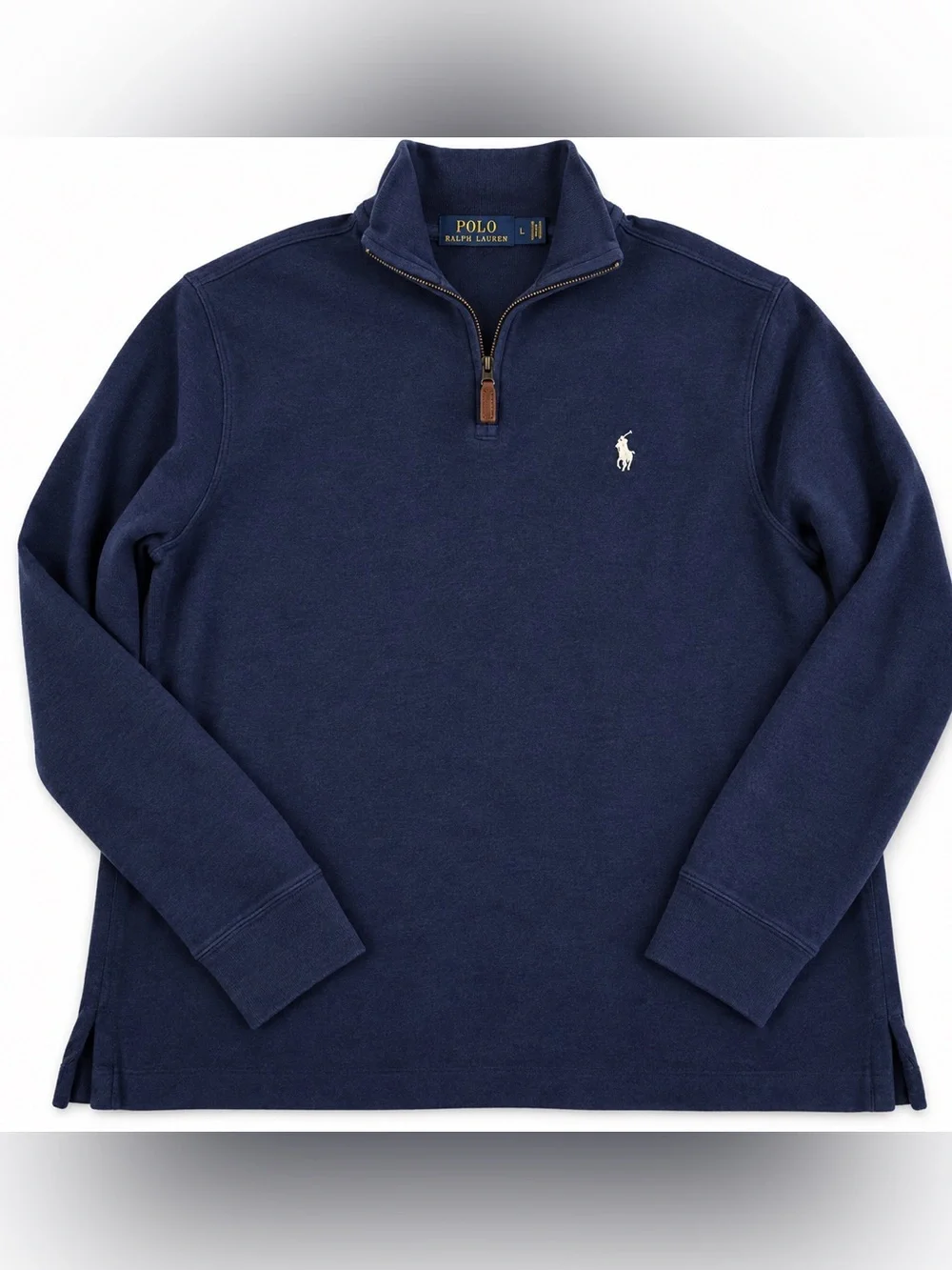 EUC Polo Ralph Lauren Men’s Navy 1/4 Zip Pullover Cotton Pony Sweater—Large